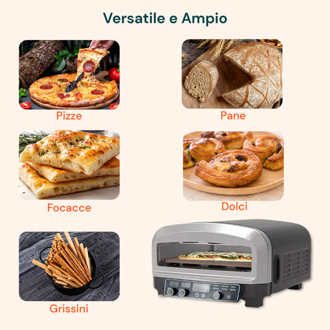 Professioneller elektrischer Pizzaofen mit Pizzaschieber, 2200 W