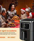 Heißluftfritteuse 7,5 l, 1600 W, schwarz, digital, LED-Display, 60-Minuten-Timer, 4 Garfunktionen, spülmaschinengeeignete Teile, EAN-8051597871155