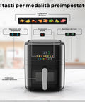 Avilia Digitale kompakte Heißluftfritteuse 6 l, 1350 W, ohne Öl, mit 8 Programmen, spülmaschinengeeignetem Korb und Timer Ean-8056897155509