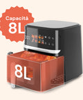 Avilia Heißluftfritteuse 8 l 1350 W mit digitalem Display, Timer, herausnehmbarem Korb und 8 Programmen EAN-8056897155073