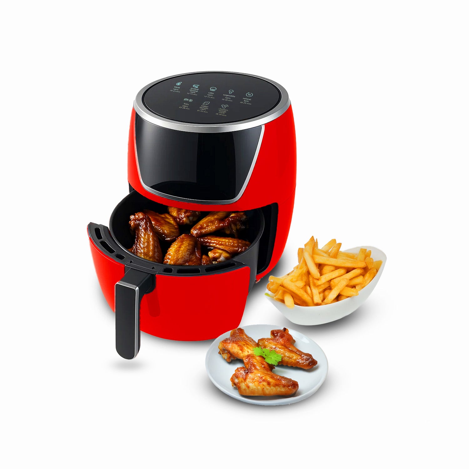 Heißluftfritteuse 5 l 1500 W, Temperatur 80-200 °C, mit Timer und LED-Display