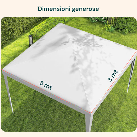 Pavillon mit großzügigen Abmessungen von 3 x 3 Metern, geräumig für den Garten, mit detaillierten Maßen