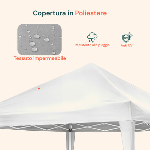 Detailaufnahme der Pavillonabdeckung aus wasserdichtem Polyestergewebe mit UV-Schutz und Regenschutz
