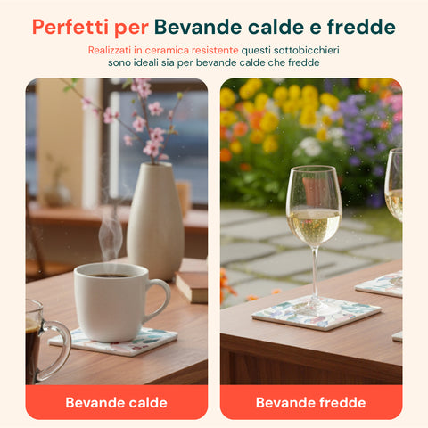 Blumenförmige Keramik-Untersetzer – 4er-Set für heiße und kalte Getränke
