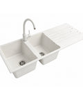 Avilia Home Küchenspüle mit zwei Becken mit oder ohne Abtropffläche, weiß oder schwarz, Armatur inklusive EAN 8056819079098