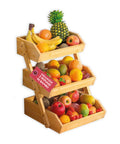 Avilia Home vielseitiger Bambus Organizer mit 3 Ebenen für Küche und Bad atmungsaktive Struktur 30x33x41 cm Tragfähigkeit 8 kg EAN 8052879011283