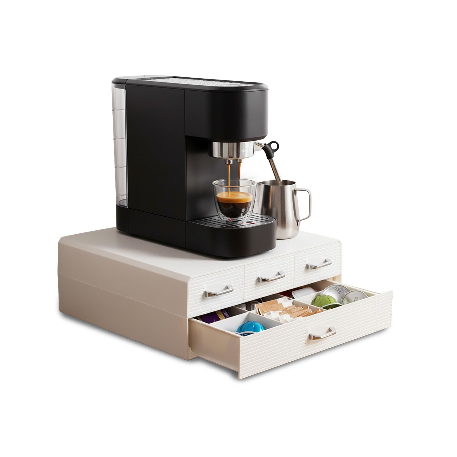avilia home Organizer für Kaffeepads und Kapseln mit 4 Schubladen platzsparendes Design EAN 8052879010583