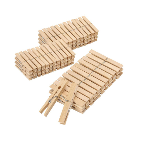 Set mit 100 vielseitig einsetzbaren Wäscheklammern aus Holz mit Stahlfeder