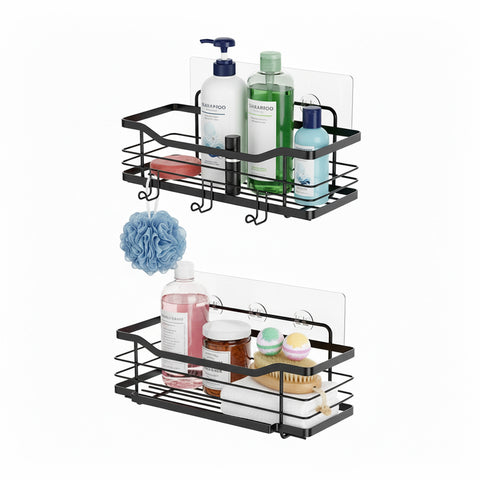 avilia home Set mit 2 selbstklebenden Wandregalen aus schwarzem Stahl für Bad und Küche EAN 8052879010668