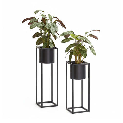 Set mit 2 Pflanzenständern mit Topf und Eisenkonstruktion im modernen Design