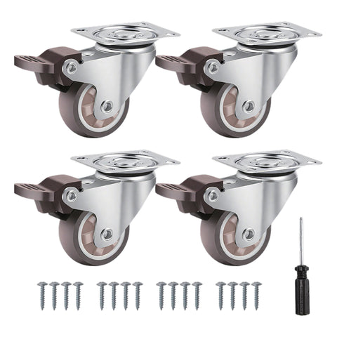 Set mit 4 universellen Lenkrollen, 50 mm, aus Gummi und Stahl – Tragfähigkeit 200 kg – Komplettset mit Schrauben und Schraubendreher