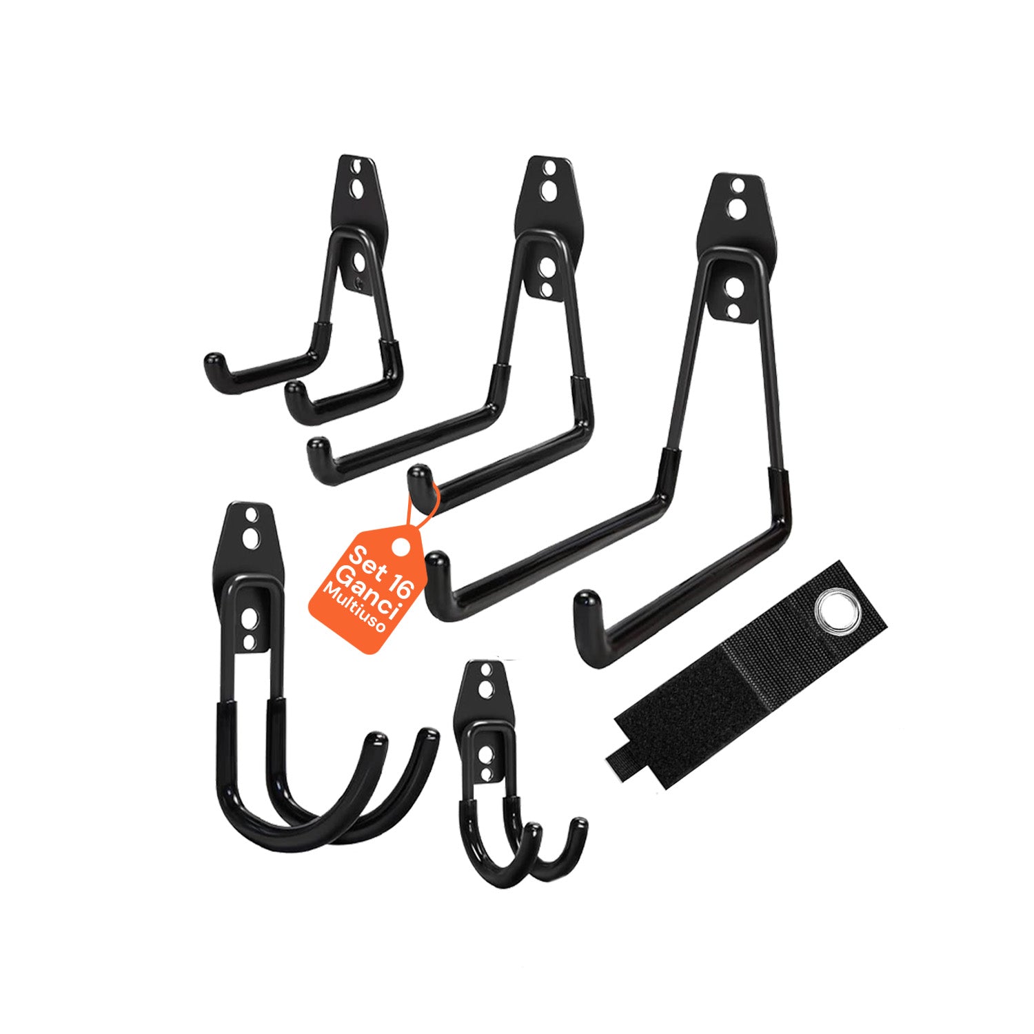 Daimann Set mit 16 Wandhaken für Werkstatt oder Garage verschiedene Größen und Verwendungen EAN 8056590070307