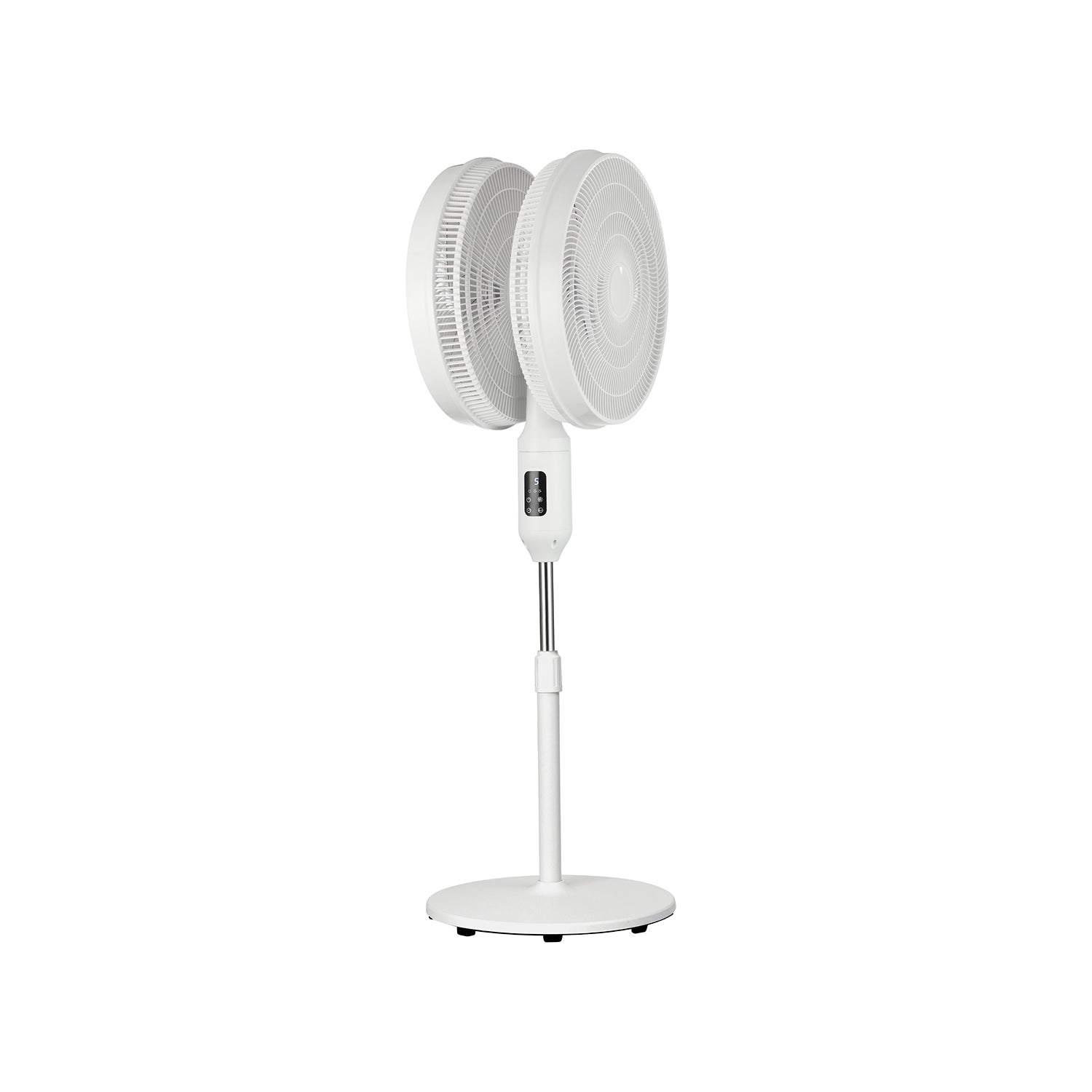 Standventilator mit doppelter Ausführung, 12 Geschwindigkeitsstufen, Timer und 40-W-Fernbedienung, weiß, höhenverstellbar bis 132 cm