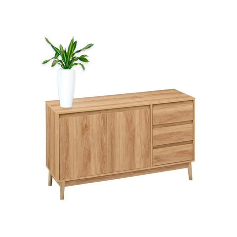 Sideboard mit 3 Schubladen in natürlicher Eichenoptik 39x76x120cm