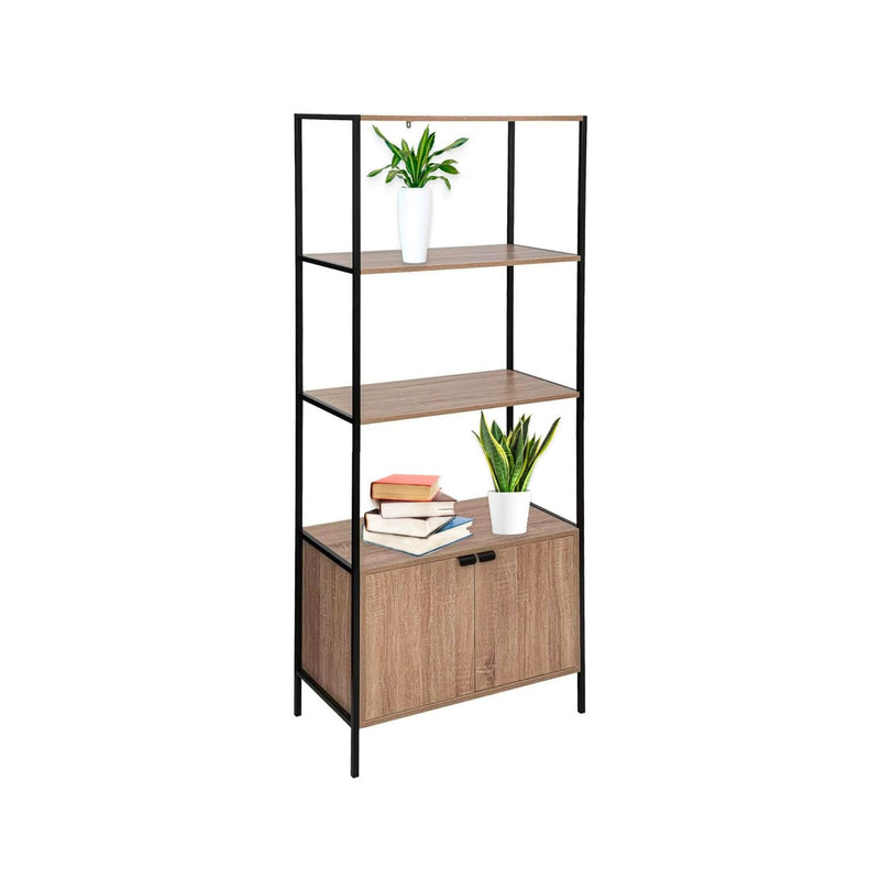 Bild-1-five-simply-smart-Bücherregal-Regal-2-Ablagen-mit-Unterschrank-68x35x176cm-schwarz-EAN-3560232580437
