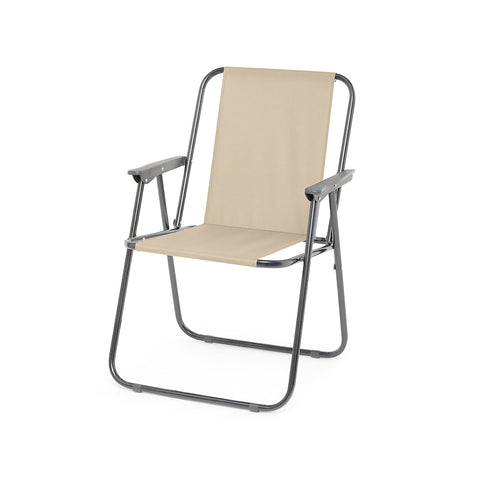 Klappbarer Strandstuhl aus Stahl, 53x47x76cm, Beige