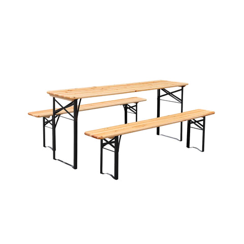 Garden Friend rechteckiges klappbares Biergartenset aus Eisen und Holz 3 Teile 70x220 cm grün EAN 8023755029272