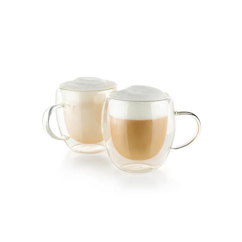 Set mit 2 Tassen für Tee und Kaffee aus Glas, 250 ml