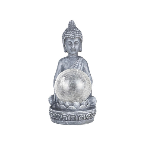 Buddha-Lampe mit kugelförmiger LED, mehrfarbig, aus Polyresin, 20x8cm