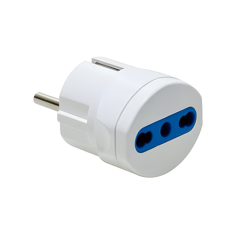 Schuko-Adapter 2p+T mit 10/16A-Doppelsteckdose P30 250v weiß