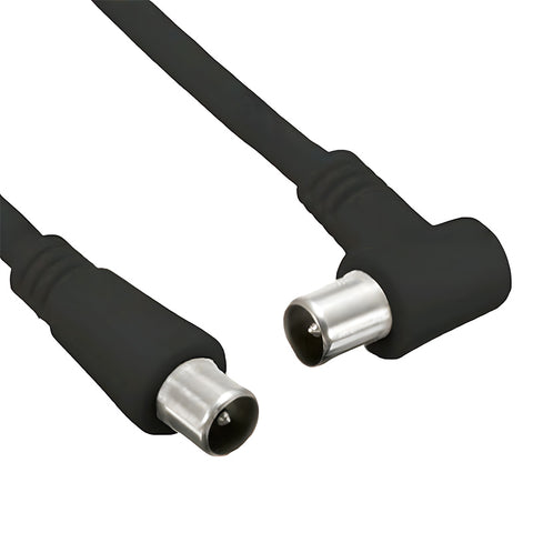 Koaxialkabel für TV-Antenne 3m Stecker-Stecker mit Adapter – Schwarz