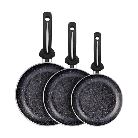 Set aus 3 Antihaft-Pfannen 18-22-26 cm aus Aluminium für Induktion und Gas