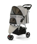 Puppy Lovers faltbarer Kinderwagen für Hunde und Katzen grau transparente Kabine mit 360 Grad Sicht Tierwagen aus Stahl und Oxford-Gewebe mit Getränkehalter und Korb belastbar bis 15 kg EAN 8054806950276