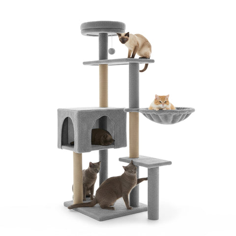 Kratzbaum für Katzen 120 cm mit Höhle und mehrstöckiger Hängematte