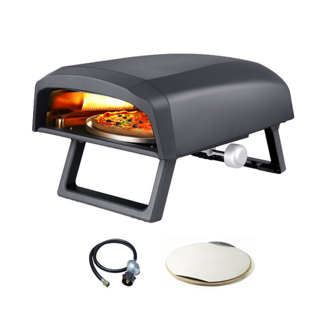 Gas-Pizzaofen mit rotierender Platte und Drehknopf, 4000w, 64x44x31,5cm