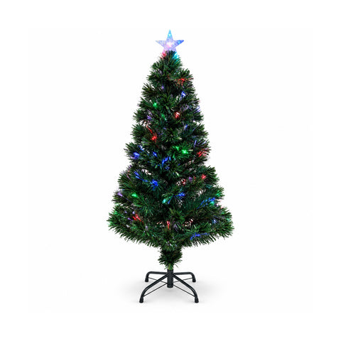 Weihnachtsbaum aus Glasfaser mit Lichteffekten und Sternspitze, 2 Höhen: 120 und 180 cm, PVC-Zweige, Stromversorgung über Transformator