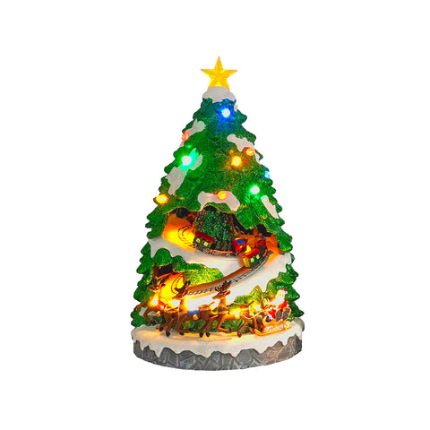 Bewegtes Miniatur-Weihnachtsbaumdorf mit LED-Lichtern und Weihnachtsmusik