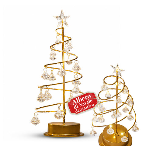 Beleuchteter Tisch-Weihnachtsbaum mit Kupferdraht und Kristallen