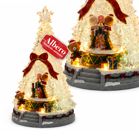 saint joy albero di natale luminoso joytree con musica e animazione 360 luci led scena con orsetti e schiaccianoci doppia alimentazione usb 325 cm ean 8050043127648