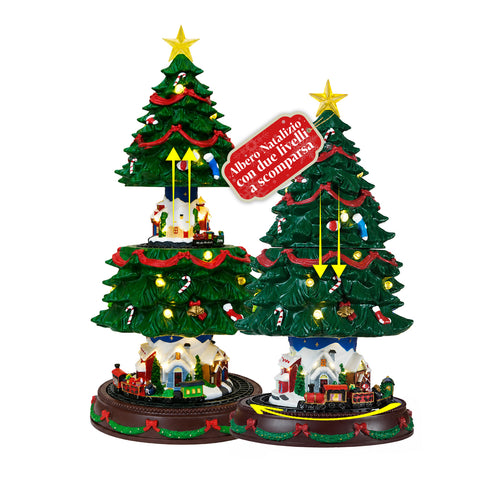 saint joy albero di natale luminoso spinpine 455 cm con villaggio e trenino rotante luci led bianco caldo musica natalizia alimentazione usb o a batterie ean 8050043127679