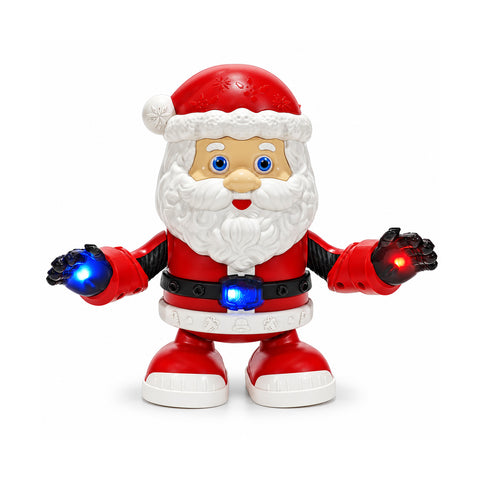 Leuchtender und sich bewegender Weihnachtsmann mit Musik, rote dekorative Weihnachtsfigur, H21 cm, batteriebetrieben mit AA-Batterien, mehrfarbige LED-Lichter und Melodie