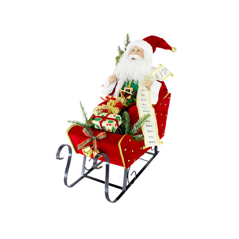 Weihnachtsmann auf Schlitten mit roten Geschenken