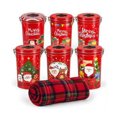 Saint Joy Weihnachtsdose 30x16 cm mit Coral-Fleece-Decke 145x110 cm, weiche karierte Tartan-Decke, Blindbox, EAN 8056819080186