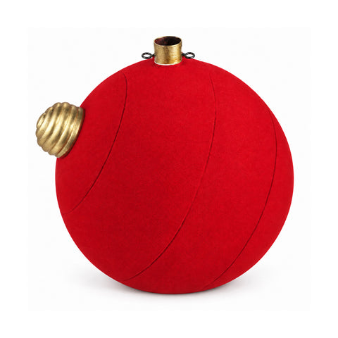 Weihnachtsbaumständer in Form einer großen Kugel mit Samteffekt, 41x41x44 cm, für Bäume bis 180 cm – Baumständer-Abdeckung mit Ø-4-cm-Halterung, Bordeauxrot und Grün