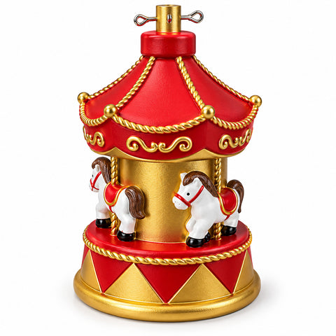 Weihnachtsbaumständer mit Karussellpferden, Rot und Gold, 54 cm