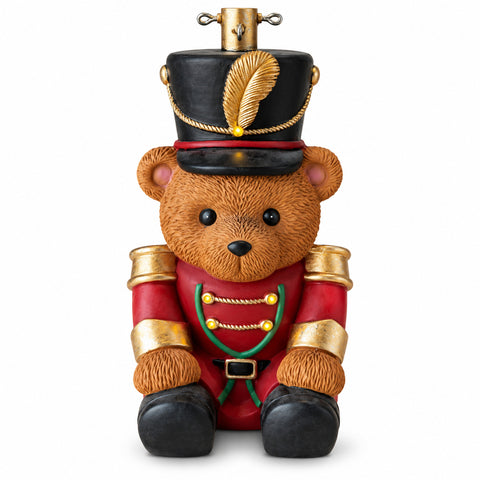 Beleuchteter Weihnachtsbaumständer „Teddybär-Soldat“ mit LED, 56,5 cm