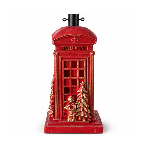 saint joy base per albero di natale cabina telefonica inglese con luci led babbo natale e alberello dorati foro universale 4 cm per fusti fino a 180 cm ean 8056819081022
