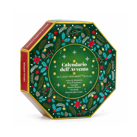 Adventskalender mit Duftkerzen und 24 Teelichtern in 6 Düften