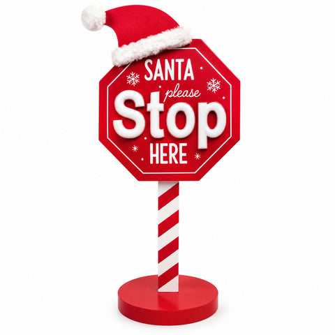 Leuchtendes „Santa Stop Here“-Schild, 51 cm, LED-Weihnachtsdekoration