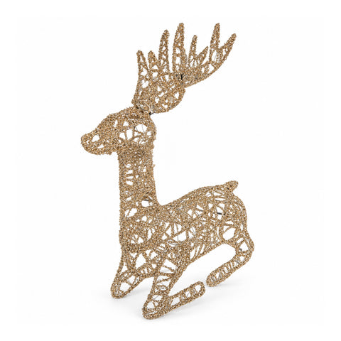 Saint Joy leuchtendes Rentier mit LED, goldener Glitzer, Weihnachtsdekoration aus Eisen und Polyethylen, warmes Licht, per USB betrieben, 3 Größen: 65, 85 und 110 cm, EAN 8056819079968