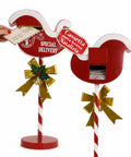 saint joy flypost cassetta porta lettere natalizia a forma di slitta in metallo dimensioni 23x14x50 cm grande capacita fiocco dorato base dappoggio ean 8050043127860