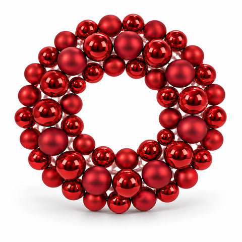 Weihnachtskranz mit roten Kugeln Ø35 cm, Dekoration für Tür und Wand, glänzender und matter Effekt für den Weihnachtsschmuck