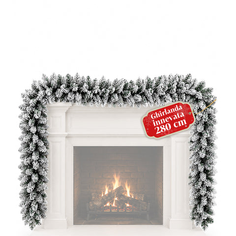 Verschneite Weihnachtsgirlande 280 cm mit formbaren PVC-Zweigen