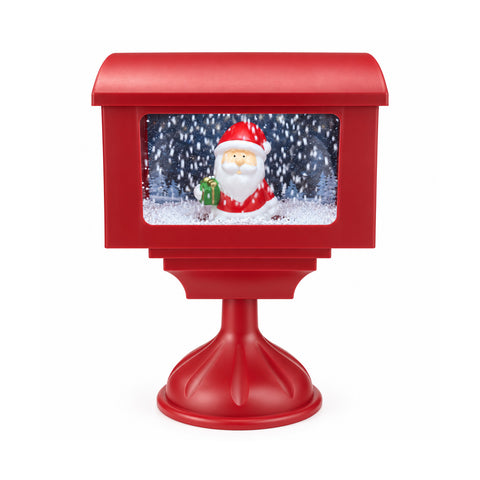 saint joy lampione decorativo natalizio a cassetta postale con effetto neve luci led e musica 2 varianti babbo natale o orsetto altezza 41 cm a batterie ean 8056819080834