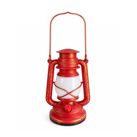 Saint Joy rote LED-Weihnachtslaterne mit Flammeneffekt, Weihnachtsmusik, Aufhängehaken und goldenen Verzierungen, Dekoration, 15x11x25 cm, EAN 8056819207835
