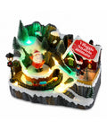 saint joy litville villaggio di natale illuminato led con trenino in movimento e babbo natale rotante 8 melodie natalizie 23x15x18 cm a batteria ean 8050043127709